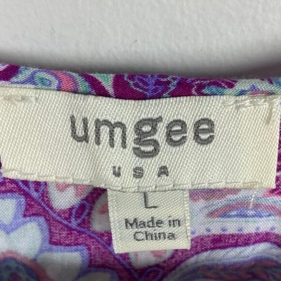 Umgee Jeweltone Print Sleeveless Romper Purple Size Large Bohemian Pockets Boho - Picture 3 of 8